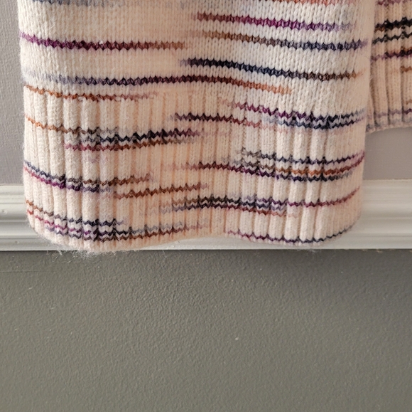 Loft Outlet Striped Cream/Multicolored  Open Duster Cardigan Size: L - Picture 8 of 12